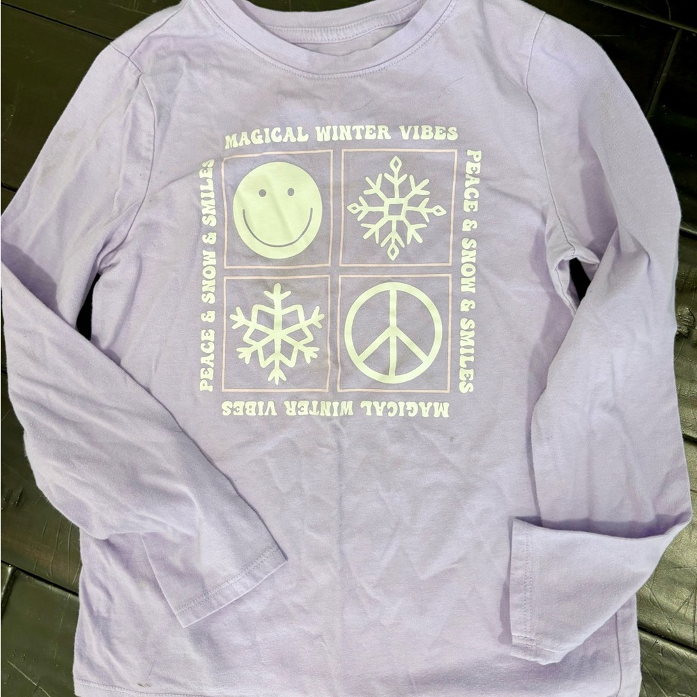 Cat & Jack Lavender Long Sleeve Tee - Magical Winter Vibes